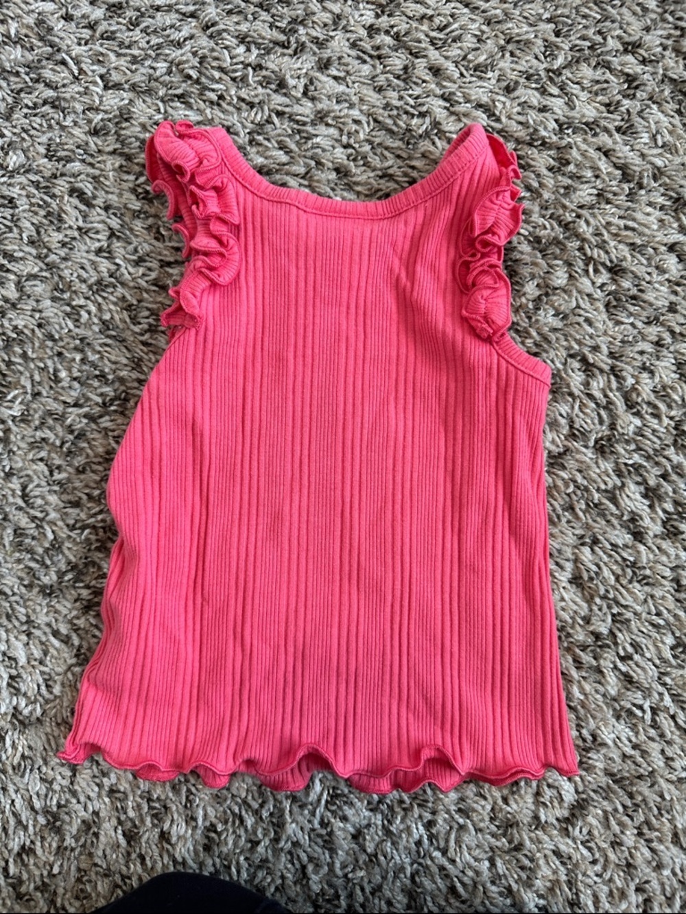 Cat & Jack Hot Pink Ruffled Ribbed Tank Top - Picture 2 of 3